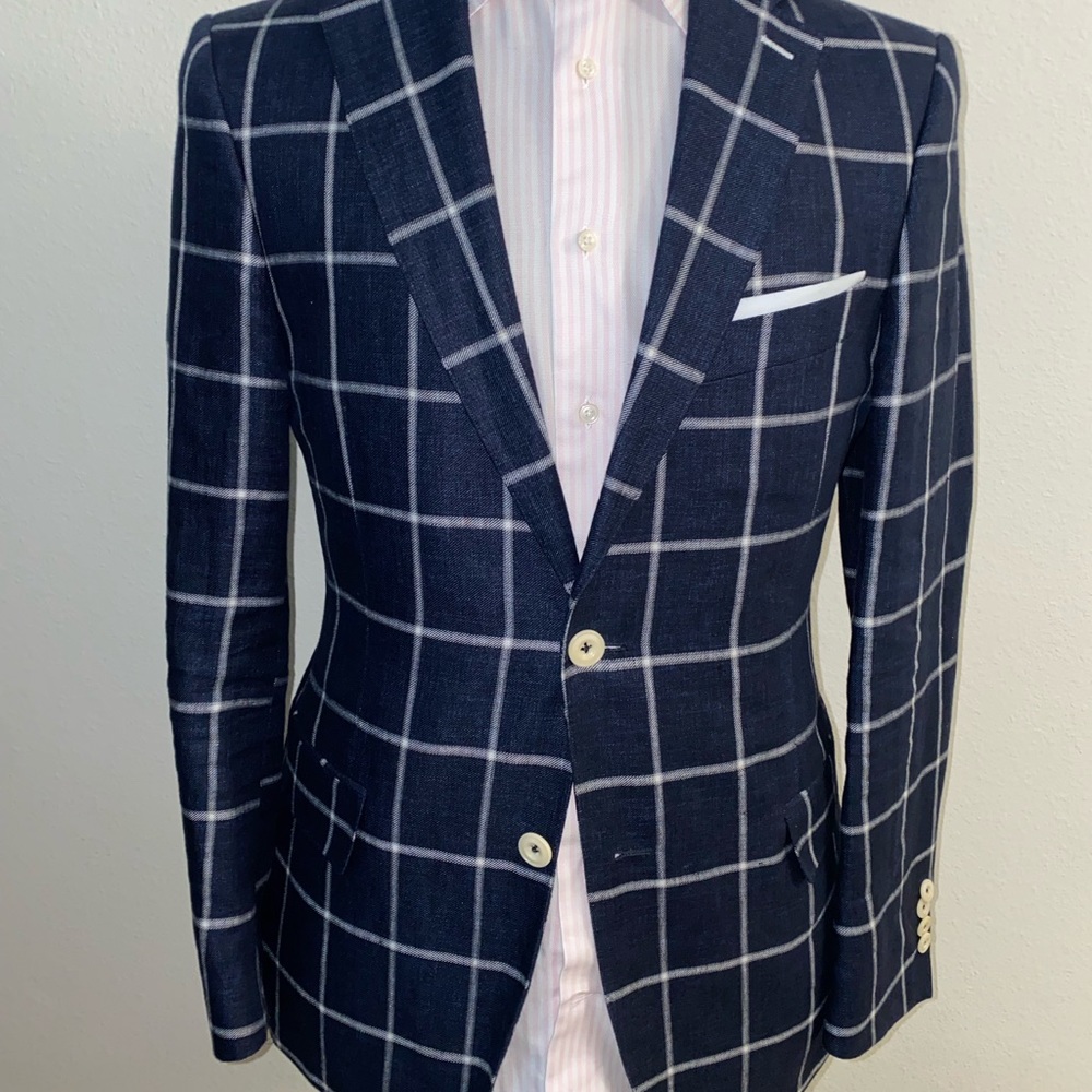 Linen Window Pane Blazer View 2
